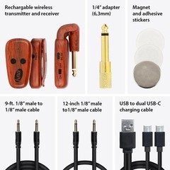 Wireless UHF Guitar Pickup System Low Latency 50m Range USB C Charge