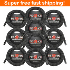 10 Pack Pig Hog PHM25 XLR High Performance 8mm Microphone Cable, 25 Ft – New