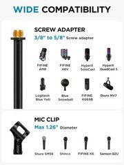 InnoGear Adjustable Desk Microphone Stand, Weighted Base with Medium, Black