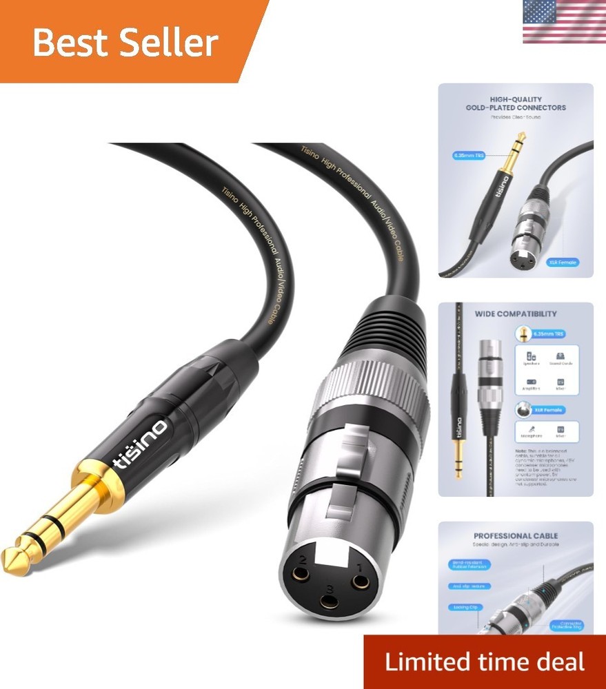 Shock-Resistant 3.3FT XLR to 1/4“ TRS Cable – Ideal for Live Sound & Recording