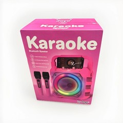 JOYC Mic Drop Karaoke Machine with 2 Wireless Mics & RGB Lights Pink Multicolor