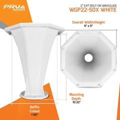 1x PRV Audio WGP22-50X WHITE 2″ Exit Waveguide 2 inch Driver 4 Bolt Horn