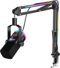 Gaming Microphone Kit, XLR/USB Dynamic PC Microphone with Boom Arm