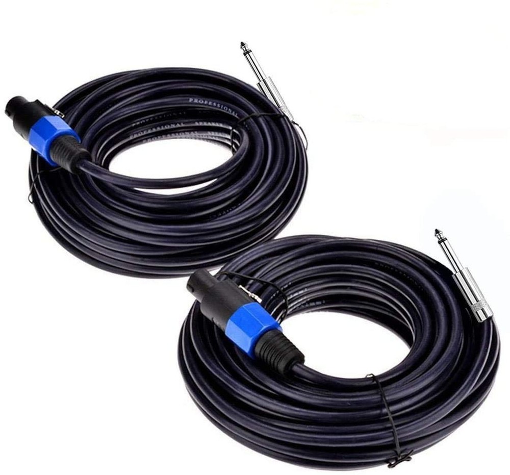 2Pack 200 ft Speakon to 1/4″ Male Speaker Cables, Professional 12 Gauge AWG W…