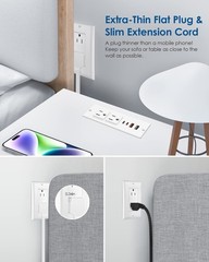 30W USB C Recessed Power Strip,Flat Plug Power Strip,2 Outlets 4 USB Ports,Fu…