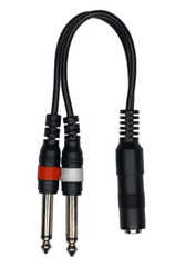 (3) Pack 1/4 Inch Stereo TRS Female to 2 X 1/4 Inch Male Mono Y Splitter Cable