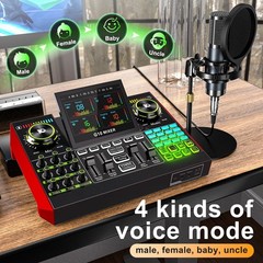 Podcast Equipment Bundle with Live Sound Card Audio Mixer, 3.5mm Condenser Micro