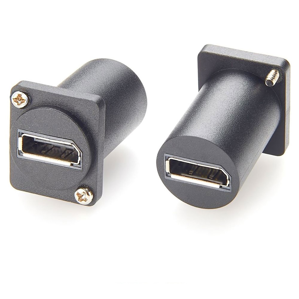 DisplayPort Female Panel D-Style Mount Feedthrough, Black