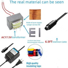 17.5V AC Power Adapter with 3-Pin Connector for Mixers and Audio Equipment
