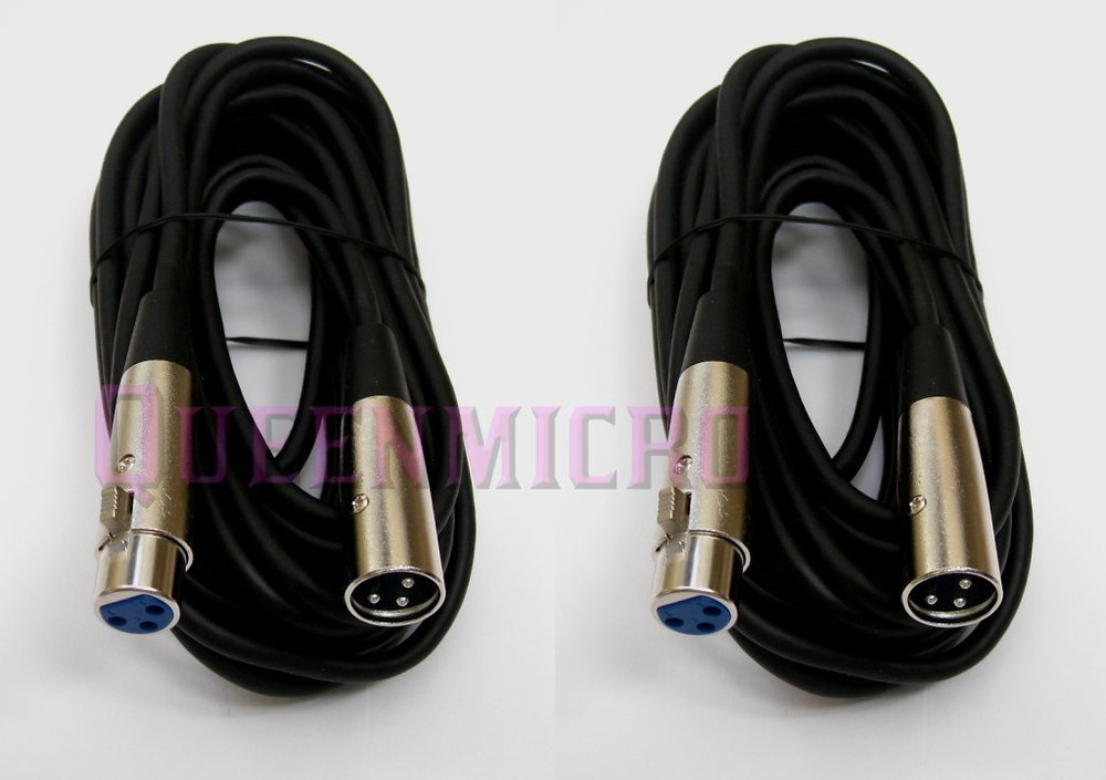 2x 25Ft XLR 3Pin Male to Female Microphone Mic Cord Audio Shielded Cable 25 Foot