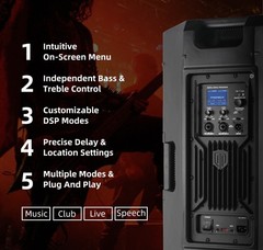 Proreck PR-915D 1500W Powered Bluetooth PA Speaker, 15“ 3-Channel DSP Speaker