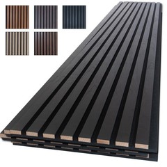 NeatiEase Wood Slat Wall Panels, 4-Piece 96″ x 12.6″, x Black