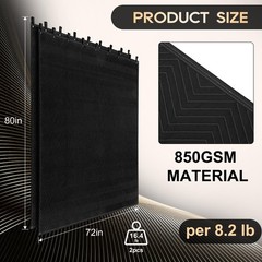 Saree 2 Pcs Large Sound Dampening Blanket 80″ x 72″, 72 x 80 inch, Black