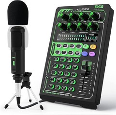 Pyle Compact Pro Live Broadcast Sound Card w/ Condenser Microphone-Wireless BT