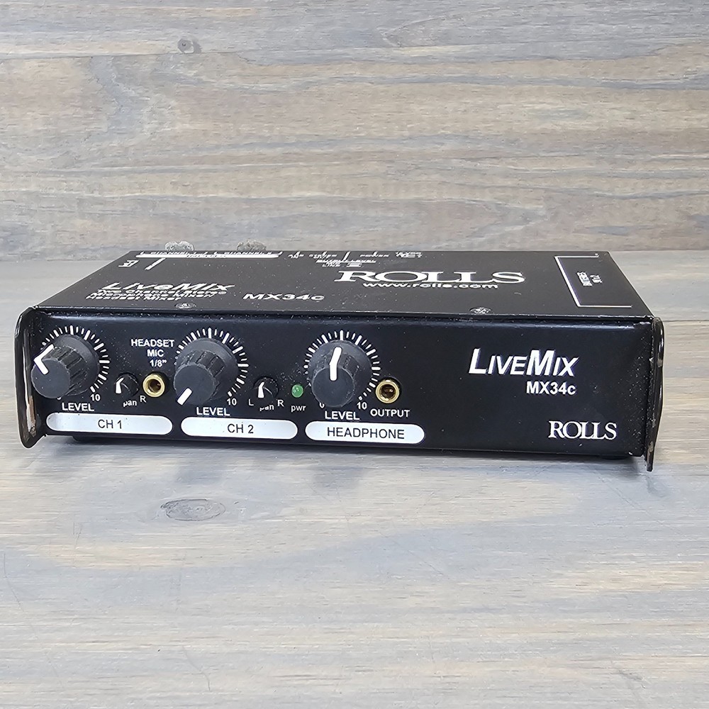 Rolls LiveMix MX34c 2 Channel Microphone Audio Mixer Untested Parts Repair