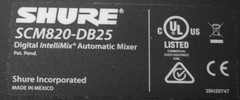 Shure SCM820-DB25 8-Channel Digital IntelliMix Automatic Mixer