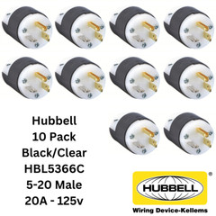 LOT 10x Hubbell HBL5366C AC Male Edison NEMA 5-20P Plug 15A 125V Connector CL/BK