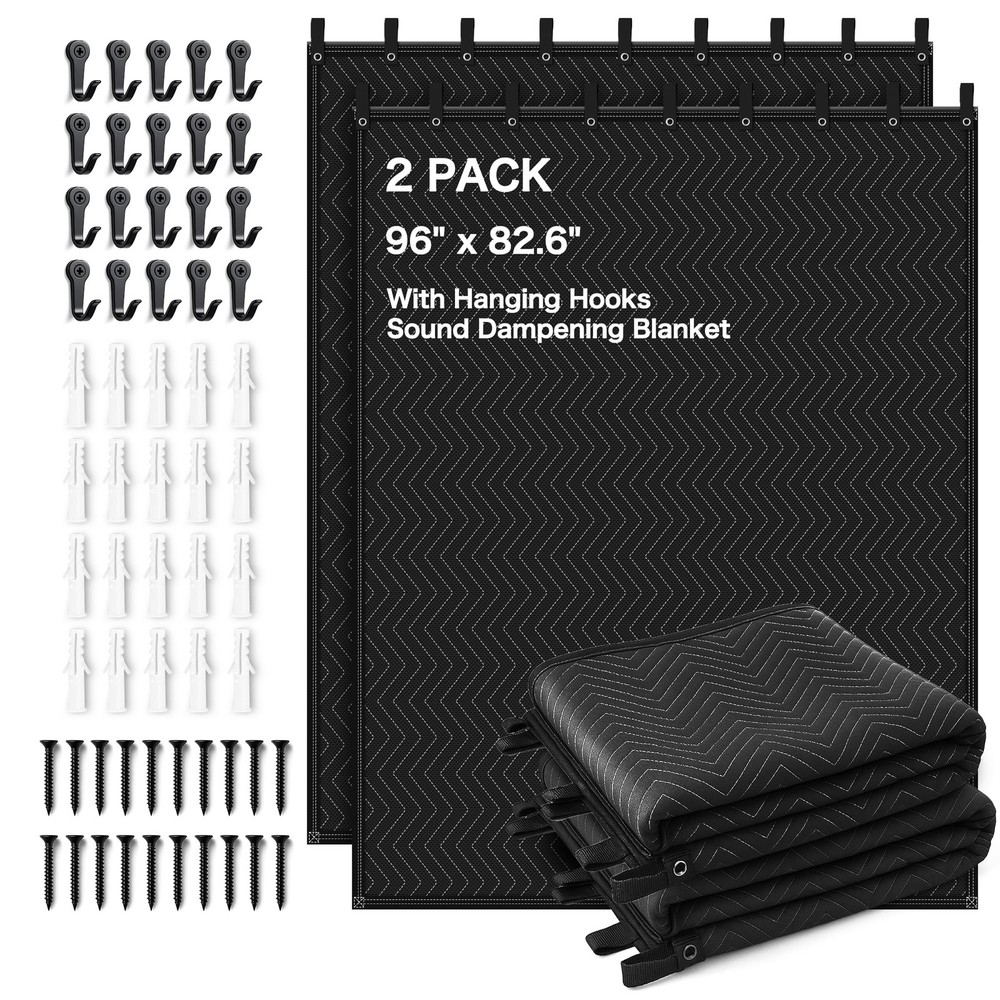 2 PCS Extra Large Sound Dampening Blanket,96″x 80″ Sound Absorbing Studio Bla…