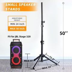 Small Speaker Stands 2 Pack, 24-50 Inch Height Adjustable Pack 2, Black