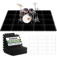 18 Pcs Sound Absorbing Interlocking Floor Mats Pads, 15.7″ x 11.8″ x 0.3″ sou…