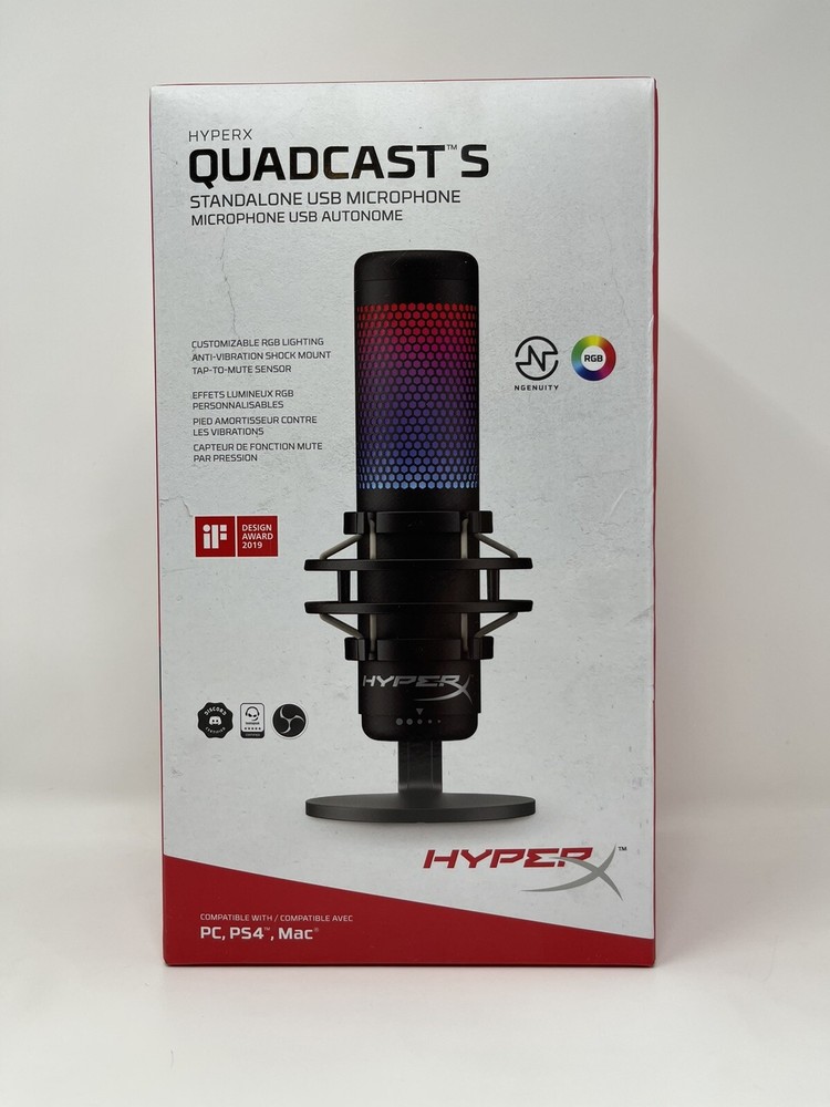 HyperX QuadCast S Condenser Wired Recording Microphone Podcasting Streaming