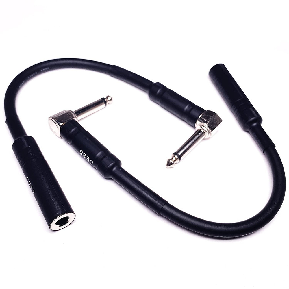 CESS-090 Low-Noise Right Angle 1/4 TS Male to Female Guitar Extension Cable 2 P