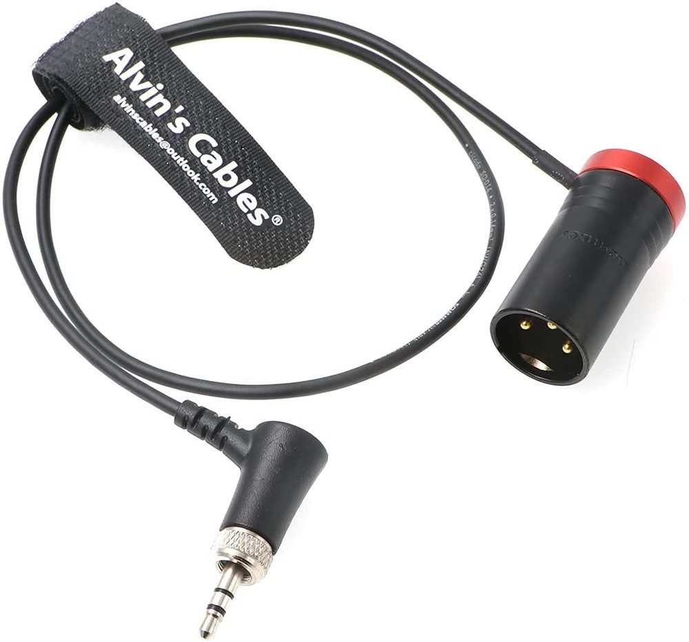 XLR to 3.5mm TRS Audio Cable 18in Red – Low-Profile for Sennheiser EK 2000