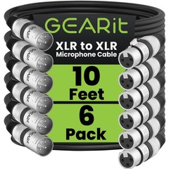 GearIT XLR to XLR Microphone Cable (10 Feet, 6-Pack) XLR Male to Female Mic Cabl