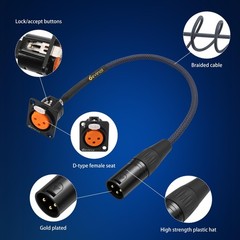 Devinal XLR Pass Through Cable, Female Panel Mount 2ft, DtypeF_XLRM_2FT