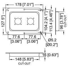 Large Black Metal Speaker Jack Plate W/ Dual SpeakOn NL4MPR Connectors 5″x7″