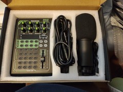 Pyle PKSCRD308 Podcast Mixer Audio Interface Bluetooth Sound Card w/ Mic Bundle