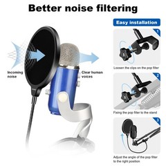 Aokeo Professional Microphone Pop Filter Mask Shield For Blue Yeti and Any Ot…