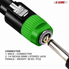 5 Core Speakon 1/4″ Female – Male Connectors Pair 4 Pole SpeakON Connector