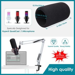 White Microphone Boom Arm Stand Compatible with QuadCast S Mic