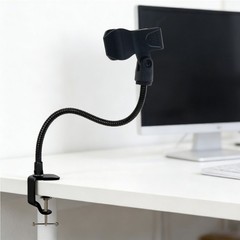 Metal Plastic Microphone Stand Gooseneck Clip Holder For 25mm to 46mm Desk Use