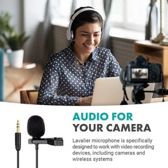 Movo DOM1 3.5mm TRS Lavalier Omnidirectional Condenser Microphone for Camera +
