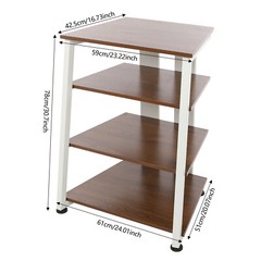 4-Tier AV Media Stereo Stand Console With Storage Shelves Holder Load 110.23lbs