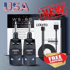 LEKATO Wireless Guitar System Bass Transmitter Receiver 2.4GHz 4 Channels 150FT