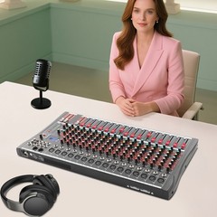 16-Channel Professional Mixer Audio Mixer Console Tabletop Audio Mixing Console