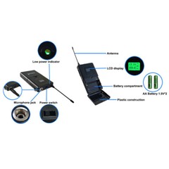 4CH UHF Lapel Headset Wireless Microphone System 4 Lavalier Bodypacks Stage Mics