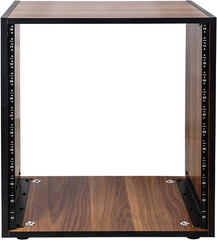 DIY 12U Studio Rack with Furniture Grade Walnut Laminate, Rubber Feet, Casters (