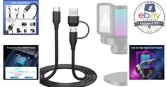 2 in 1 USB Microphone Cable USB C & A to Type C 5ft for DM30 DM40 PD100W