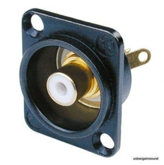 Neutrik NF2D-B-9 RCA Panel Mount Jack, Black Housing with White Isolation Washer
