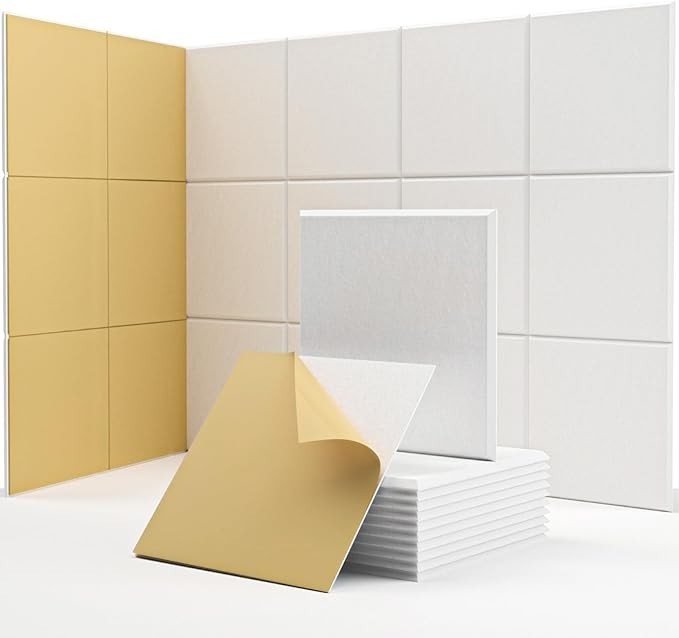 18 Pack Self-Adhesive Acoustic Panels Tiles 12″X12″X 0.4″ Soundproof Wall Panels