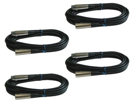 4Pack 20ft foot shielded 3pin XLR PA MIXER to powered speaker monitor cable cord