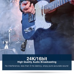 LEKATO Wireless Guitar System Bass Transmitter Receiver 2.4GHz 4 Channels 150FT