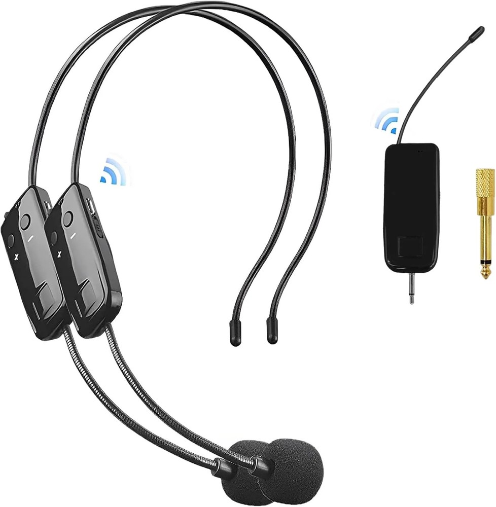 2.4G Wireless Microphone System for Two People, 165 ft Long Range, Stable Transm