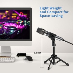 Microphone Stand Desk, BILIONE Portable Foldable Tripod with Normal, black