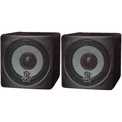Pair New Pyle PCB3BK 3“ 100 Watt Black Mini Cube Bookshelf Speaker In Black