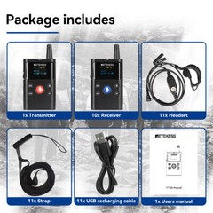 Retekess TT126 Two-Way Tour Guide System Microphone Transmitter 10 Receivers US
